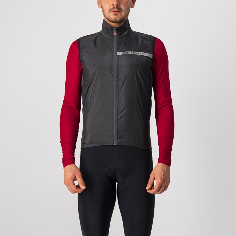 Castelli SQUADRA STRETCH Vest Heren Zwart Donkergrijs | 934175CEA