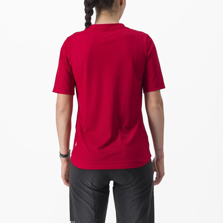 Castelli TRAIL TECH 2 W TEE Jersey Dames Donkerrood | 389652PRJ