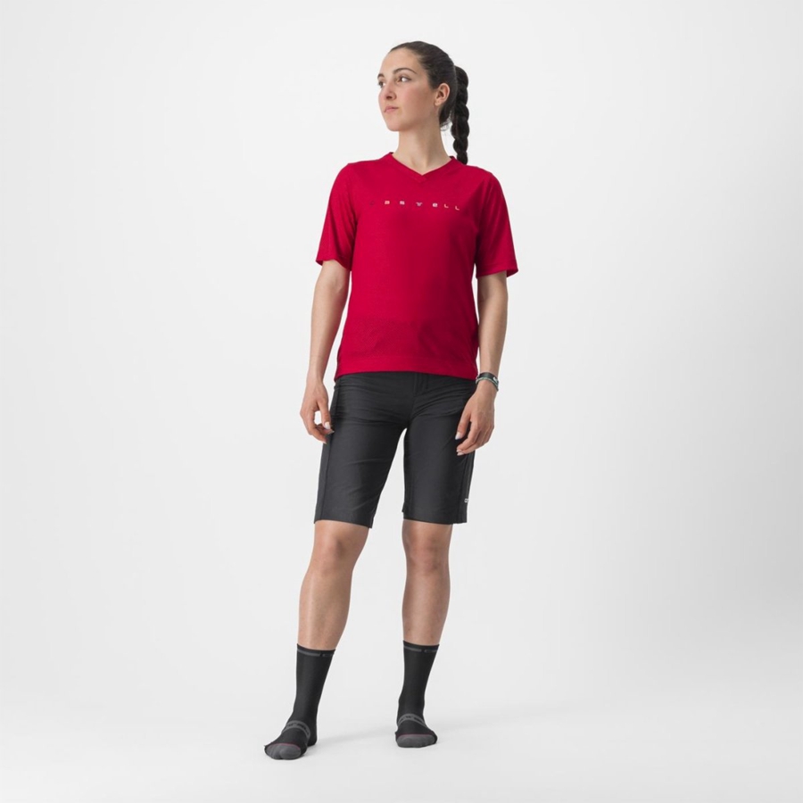 Castelli TRAIL TECH 2 W TEE Jersey Dames Donkerrood | 389652PRJ