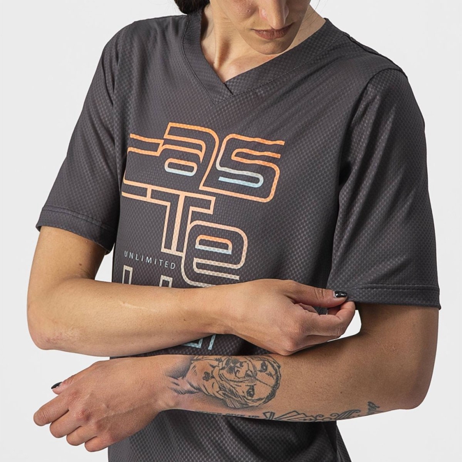 Castelli TRAIL TECH W TEE Jersey Dames Donkergrijs | 849062GVZ