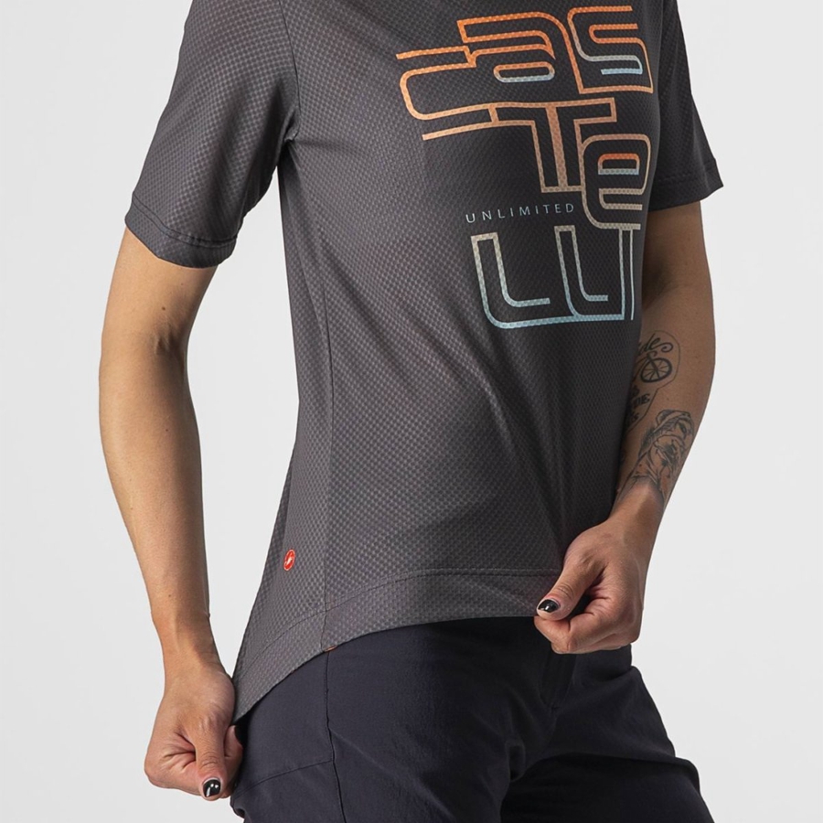 Castelli TRAIL TECH W TEE Jersey Dames Donkergrijs | 849062GVZ