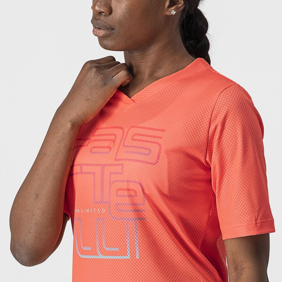 Castelli TRAIL TECH W TEE Jersey Dames Koraal | 152079XJR