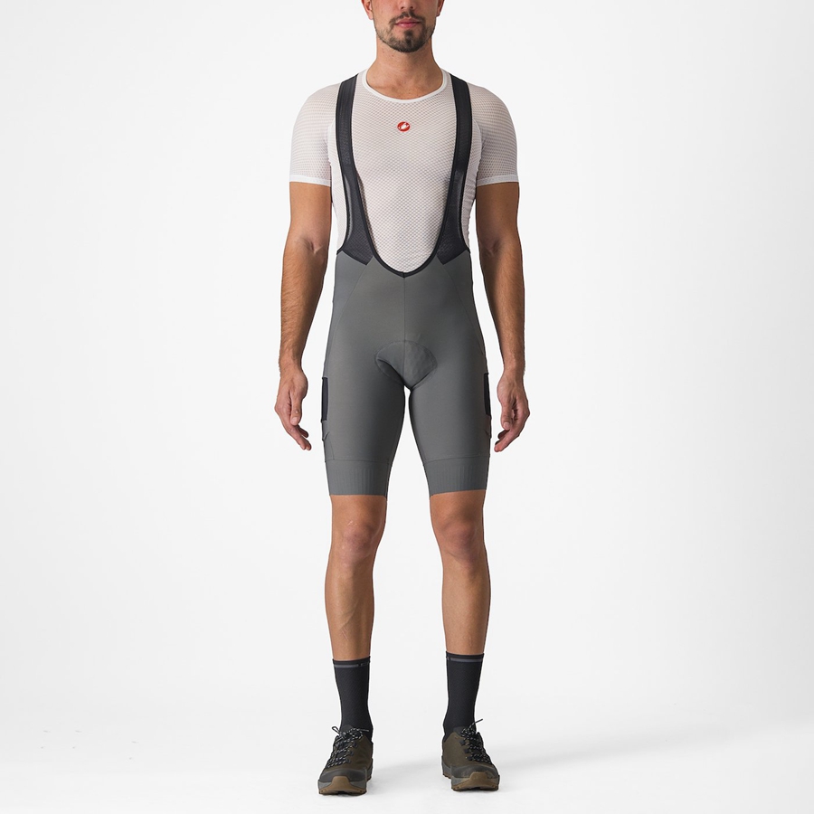 Castelli UNLIMITED CARGO Korte Broek Met Slabbetje Heren Grijs | 412730USB