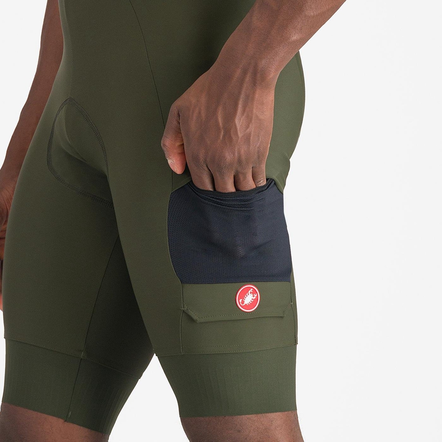 Castelli UNLIMITED CARGO Korte Broek Met Slabbetje Heren Diepgroen | 401682BEG