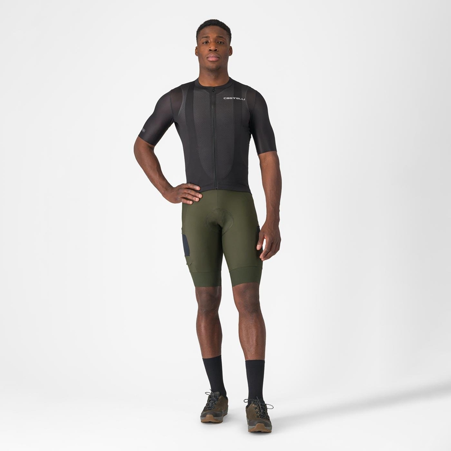 Castelli UNLIMITED CARGO Korte Broek Met Slabbetje Heren Diepgroen | 401682BEG