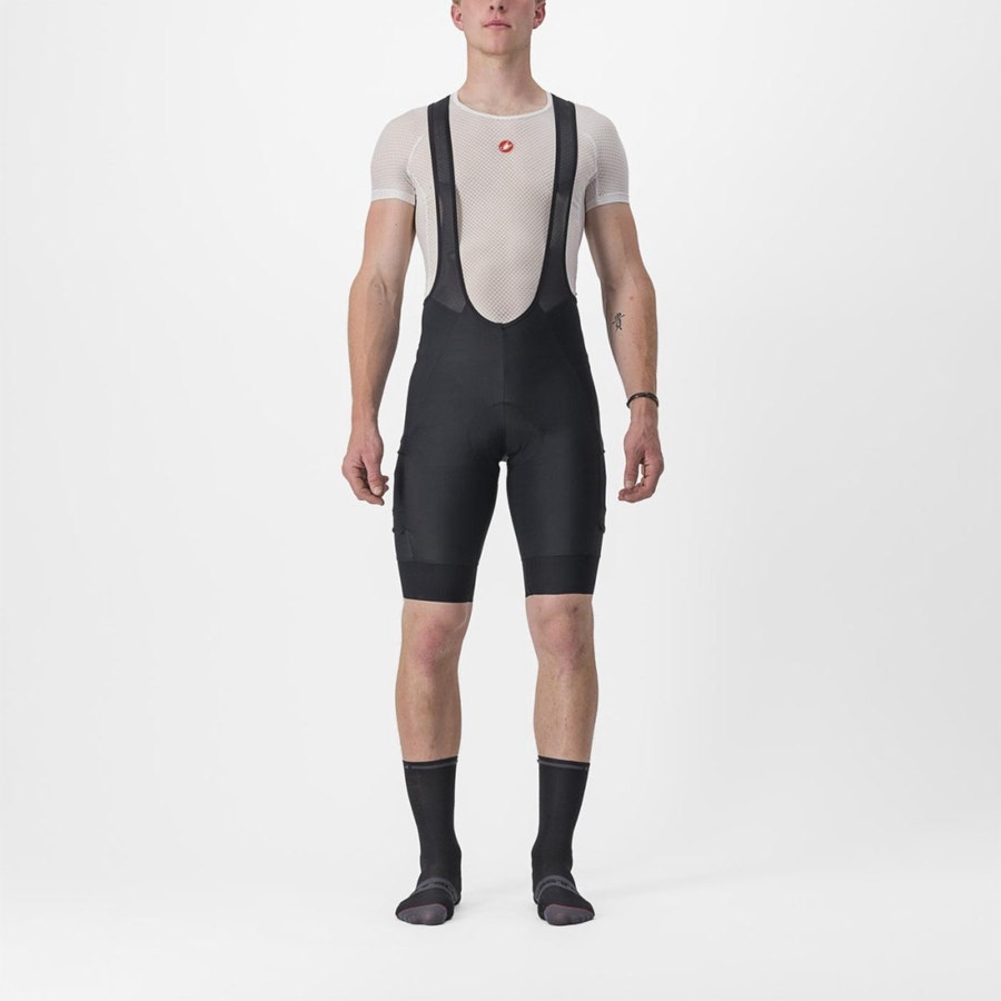 Castelli UNLIMITED CARGO Korte Broek Met Slabbetje Heren Zwart | 586137ZPA