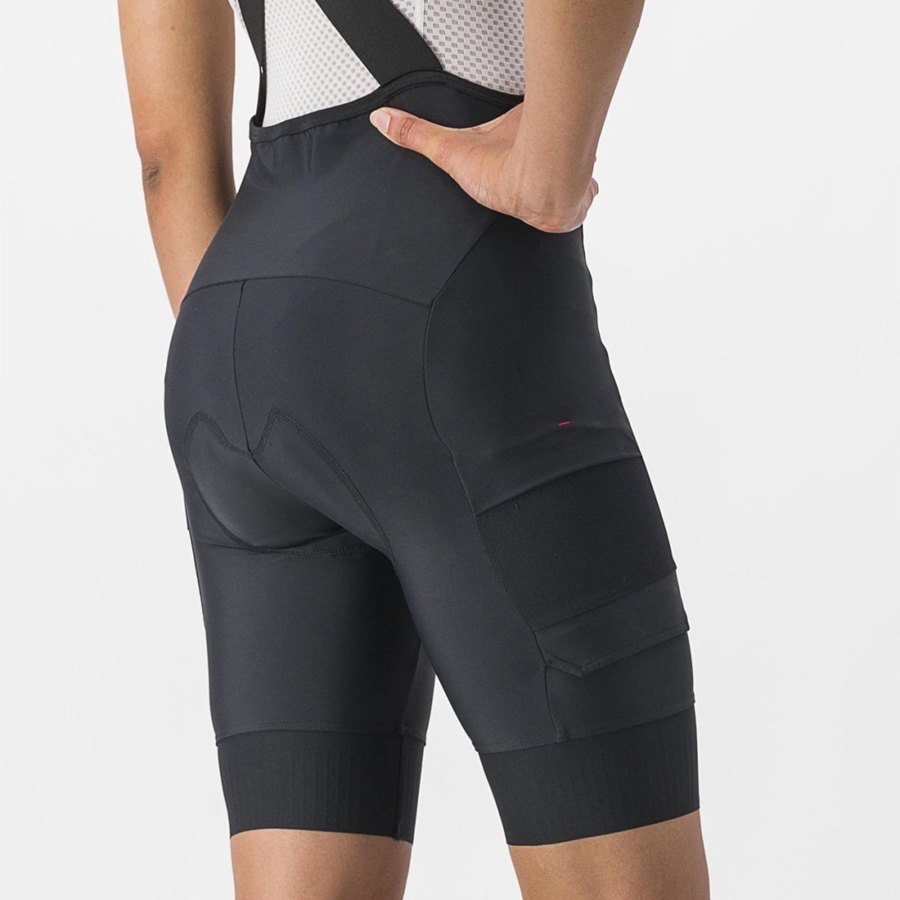 Castelli UNLIMITED CARGO W Korte Broek Met Slabbetje Dames Zwart | 746129DXG