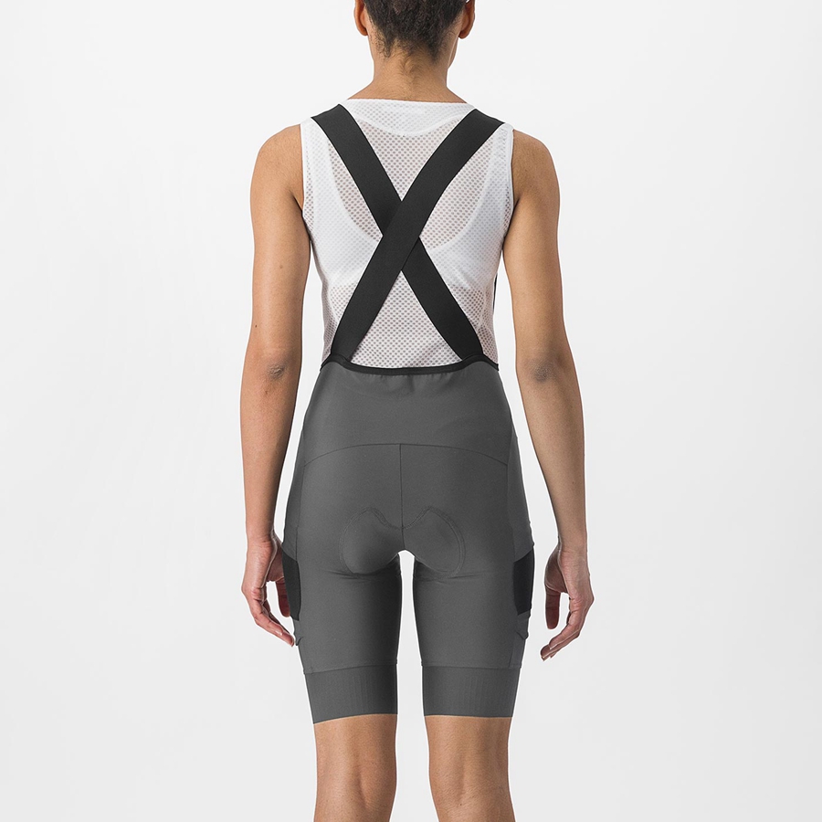 Castelli UNLIMITED CARGO W Korte Broek Met Slabbetje Dames Grijs | 207386RMG