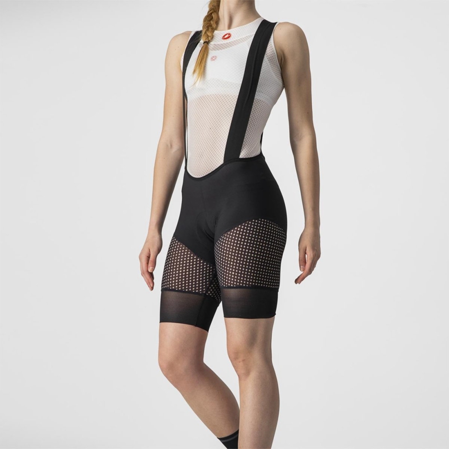 Castelli UNLIMITED DT W LINER Korte Broek Met Slabbetje Dames Zwart | 602159RNF