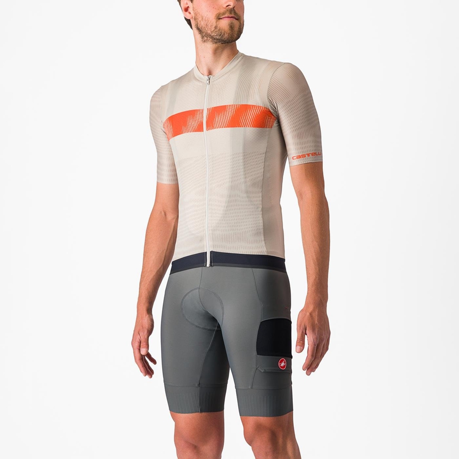 Castelli UNLIMITED ENDURANCE Jersey Heren Zilver Oranje Rood | 470196NMG