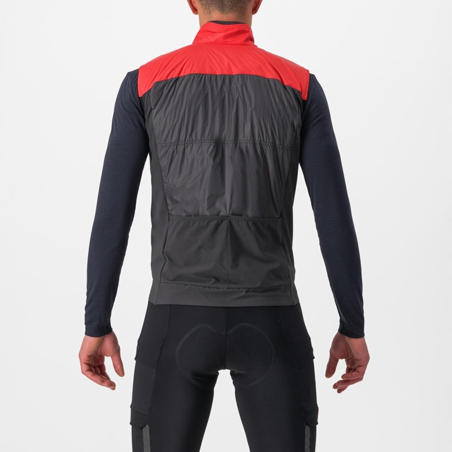 Castelli UNLIMITED PUFFY Vest Heren Rood Donkergrijs | 761498KGR