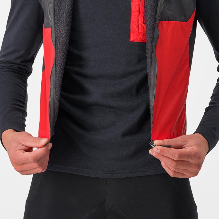 Castelli UNLIMITED PUFFY Vest Heren Rood Donkergrijs | 761498KGR