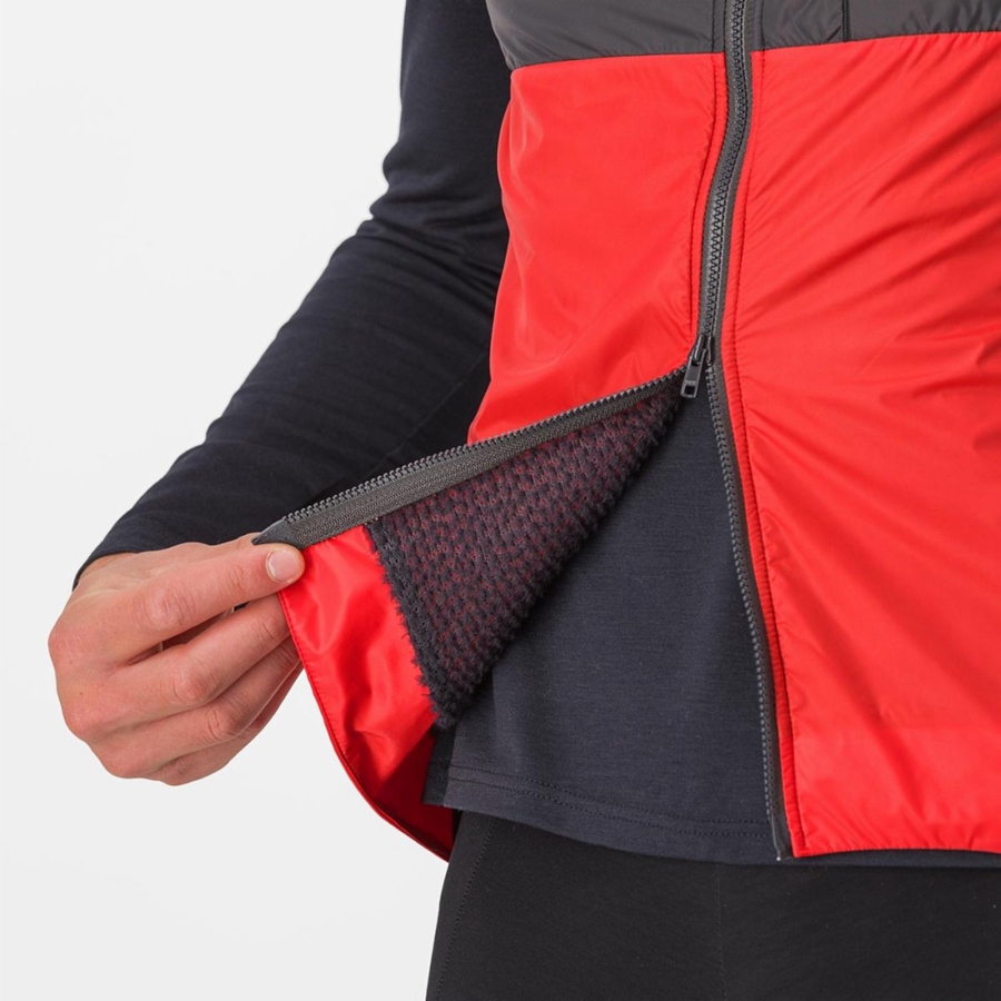 Castelli UNLIMITED PUFFY Vest Heren Rood Donkergrijs | 761498KGR