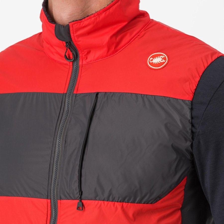 Castelli UNLIMITED PUFFY Vest Heren Rood Donkergrijs | 761498KGR