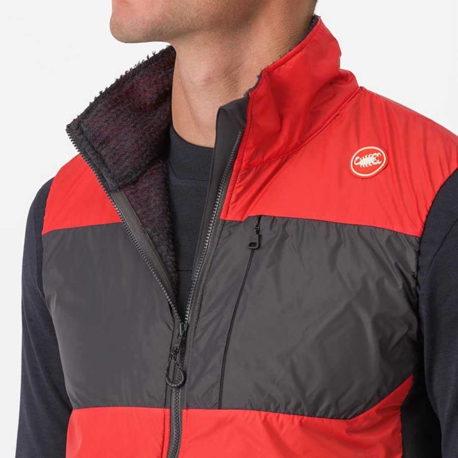 Castelli UNLIMITED PUFFY Vest Heren Rood Donkergrijs | 761498KGR