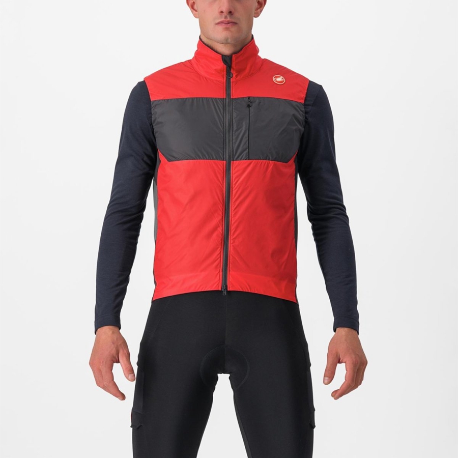 Castelli UNLIMITED PUFFY Vest Heren Rood Donkergrijs | 761498KGR