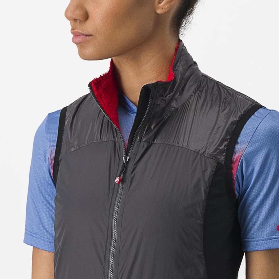 Castelli UNLIMITED W PUFFY Vest Dames Donkergrijs Rood | 280734DXC