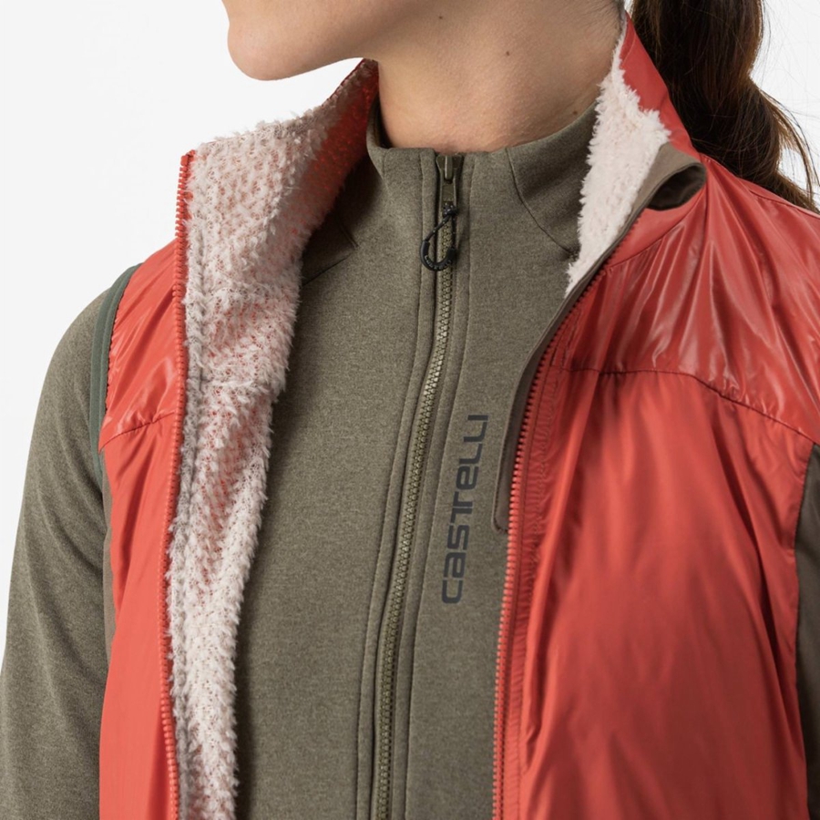 Castelli UNLIMITED W PUFFY Vest Dames Rood Zilver Grijs | 716832ICF