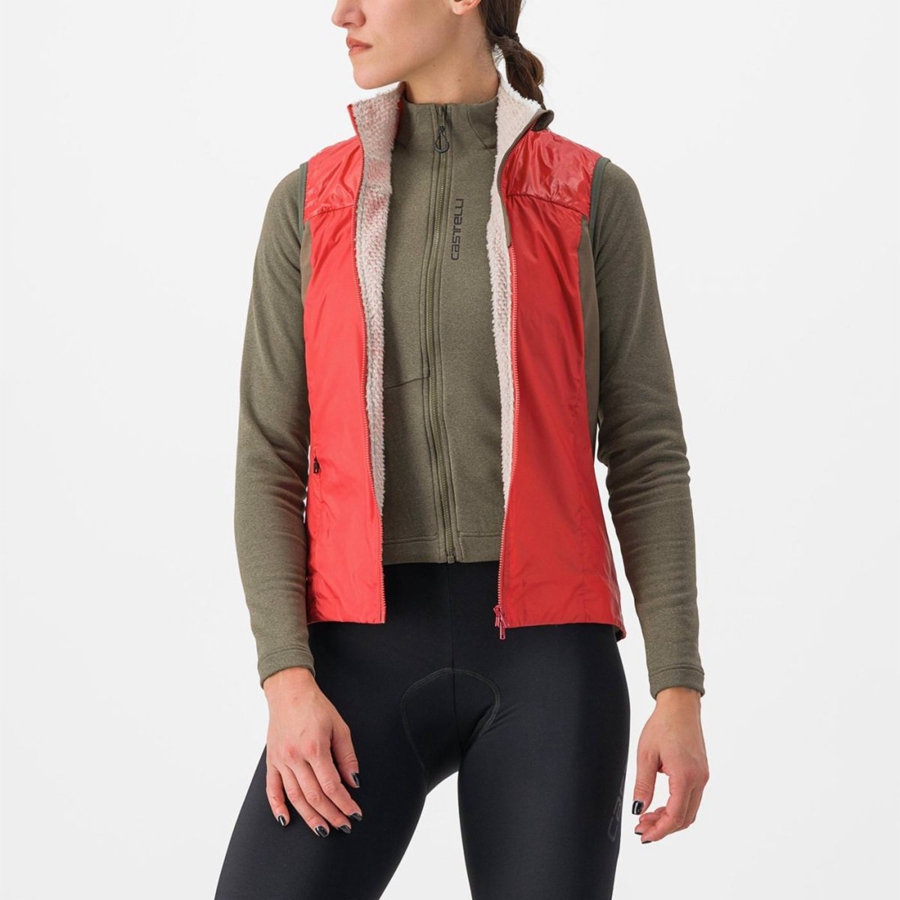 Castelli UNLIMITED W PUFFY Vest Dames Rood Zilver Grijs | 716832ICF