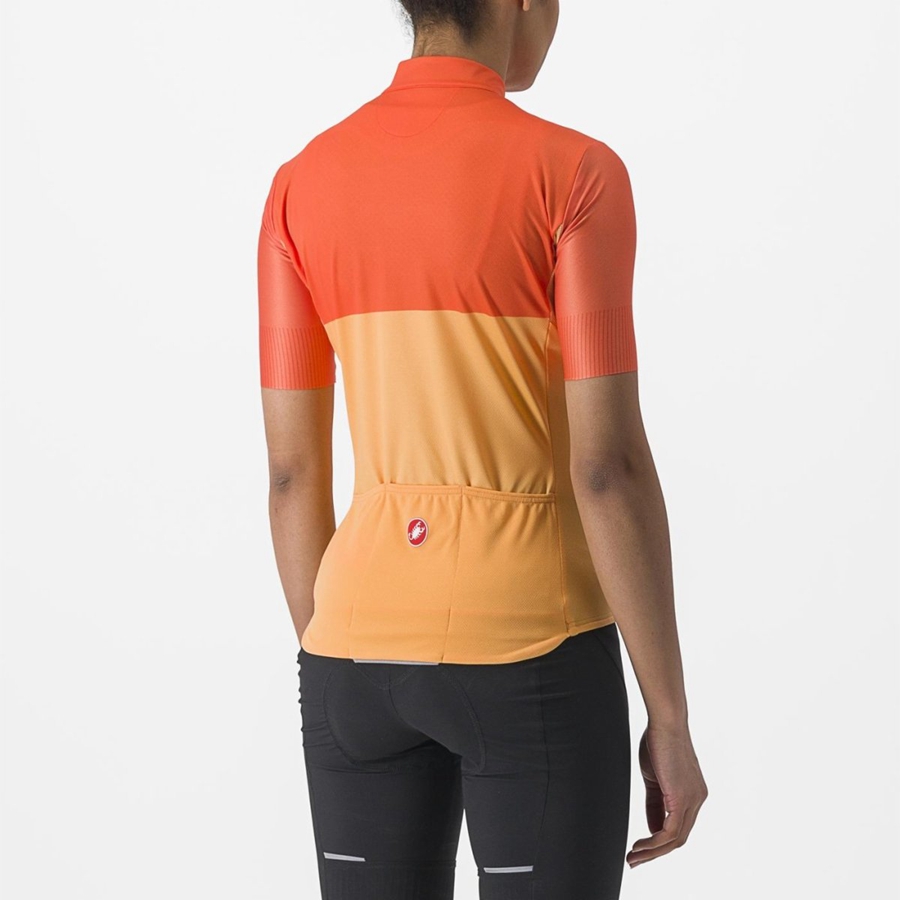 Castelli VELOCISSIMA Jersey Dames Oranje Dieprood | 501894AIH