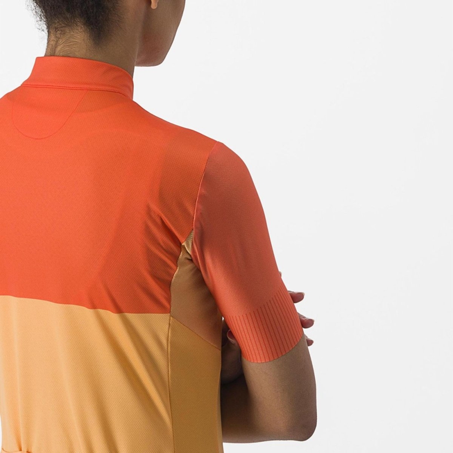 Castelli VELOCISSIMA Jersey Dames Oranje Dieprood | 501894AIH