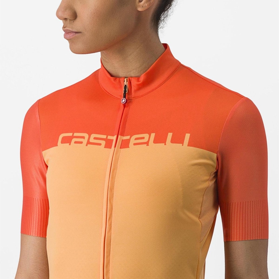 Castelli VELOCISSIMA Jersey Dames Oranje Dieprood | 501894AIH