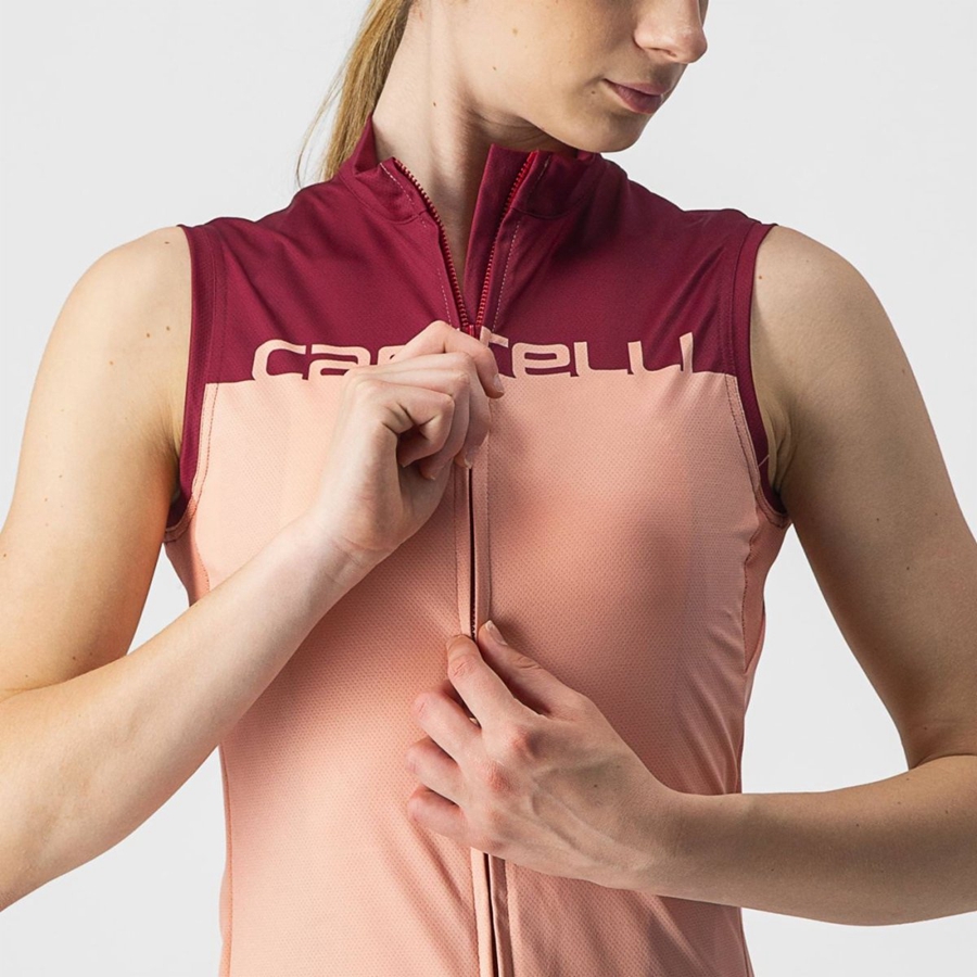 Castelli VELOCISSIMA SLEEVELESS Jersey Dames Roze Bordeaux | 671582CZD