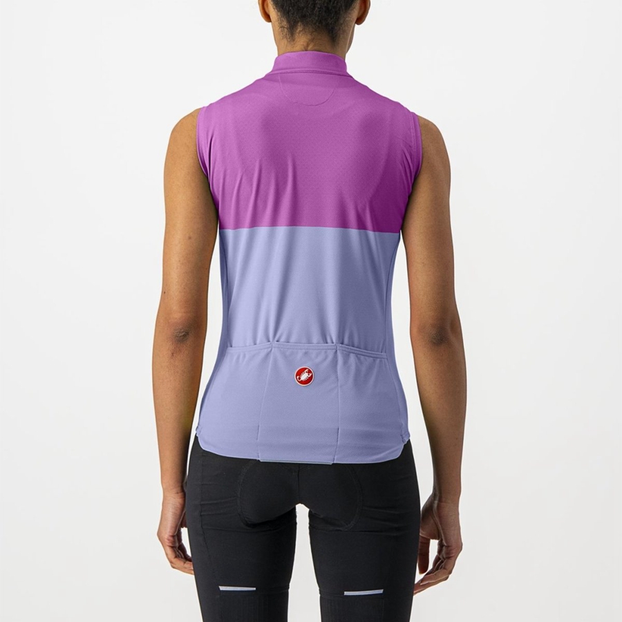 Castelli VELOCISSIMA SLEEVELESS Jersey Dames Paars Wit | 489710DJZ